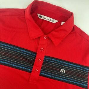 Travis Mathew Mens Medium Red Polo Shirt Short Sleeve Golf Casual Preppy